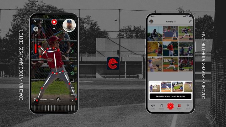 Shows a sample of Coachly’s Video Analysis Editor on the left, and how athletes and parents can upload and organize their non-lesson, self-practice footage on the right.